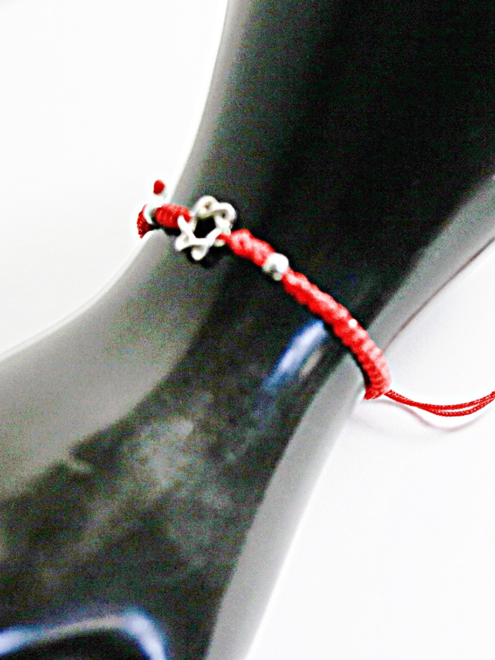 Sterling Star of David Red Cord Adjustable Bracelet